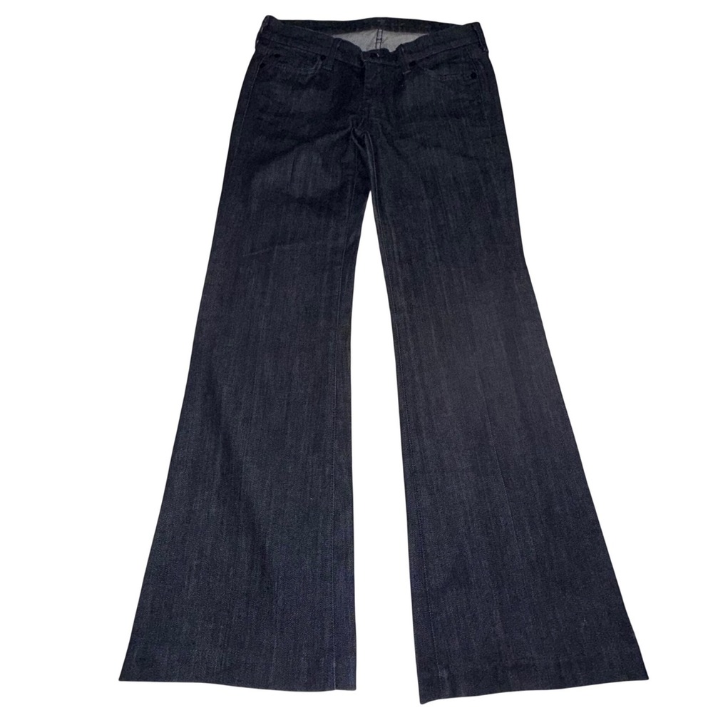 7 For All Mankind Dojo Jeans 27 Dark Blue Flare Wide Leg Y2K Boho Trendy